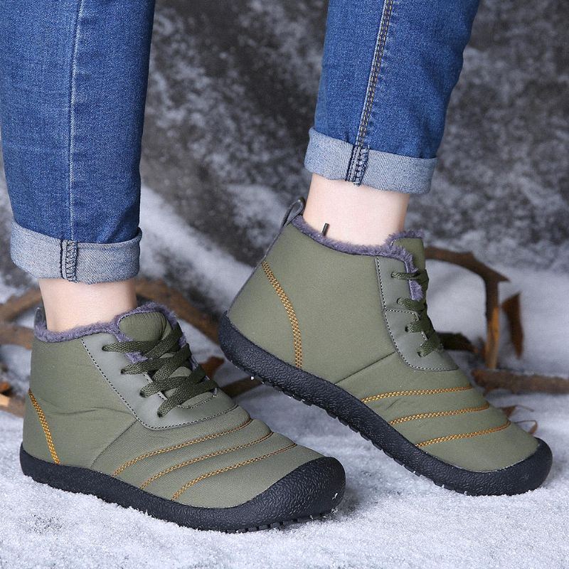 Warme Mit Plüsch Gefütterte Wasserdichte Farbic Schneestiefeletten Für Damen