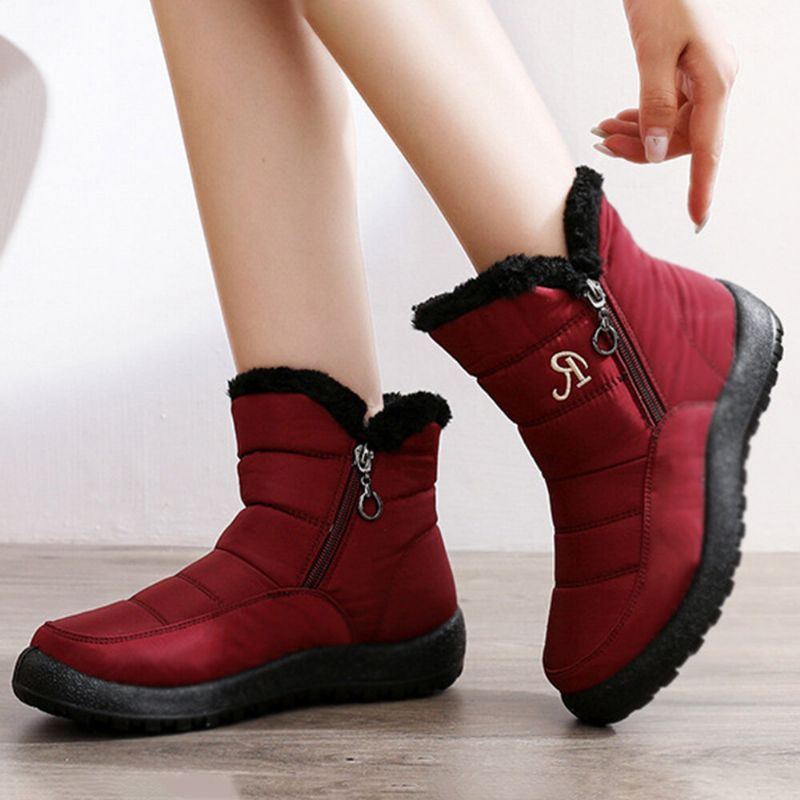 Wasserdichte Rutschfeste High Top Schneestiefel Mit Reißverschluss Für Damen In Übergröße