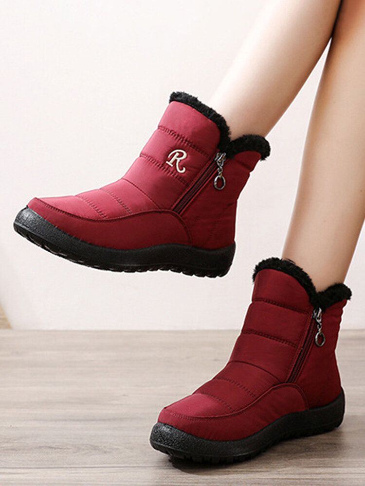 Wasserdichte Rutschfeste High Top Schneestiefel Mit Reißverschluss Für Damen In Übergröße