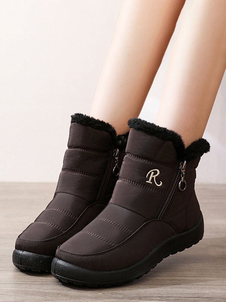 Wasserdichte Rutschfeste High Top Schneestiefel Mit Reißverschluss Für Damen In Übergröße