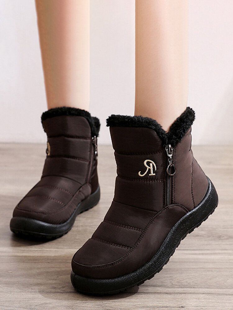 Wasserdichte Rutschfeste High Top Schneestiefel Mit Reißverschluss Für Damen In Übergröße