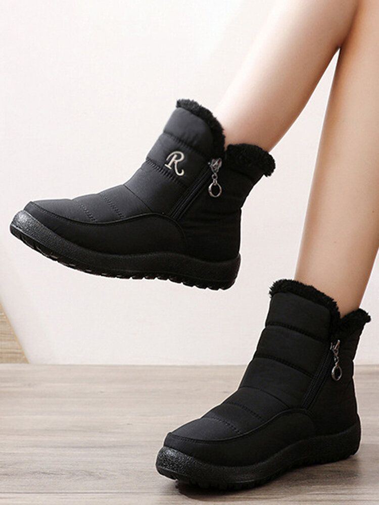 Wasserdichte Rutschfeste High Top Schneestiefel Mit Reißverschluss Für Damen In Übergröße