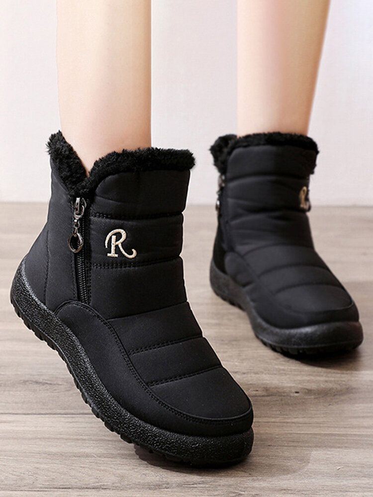 Wasserdichte Rutschfeste High Top Schneestiefel Mit Reißverschluss Für Damen In Übergröße