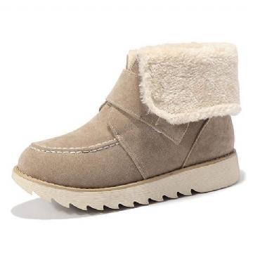 Winter Damen Wildleder Flats Baumwollstiefel Pelz Futter Beiläufige Schnee Stiefel