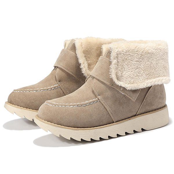 Winter Damen Wildleder Flats Baumwollstiefel Pelz Futter Beiläufige Schnee Stiefel