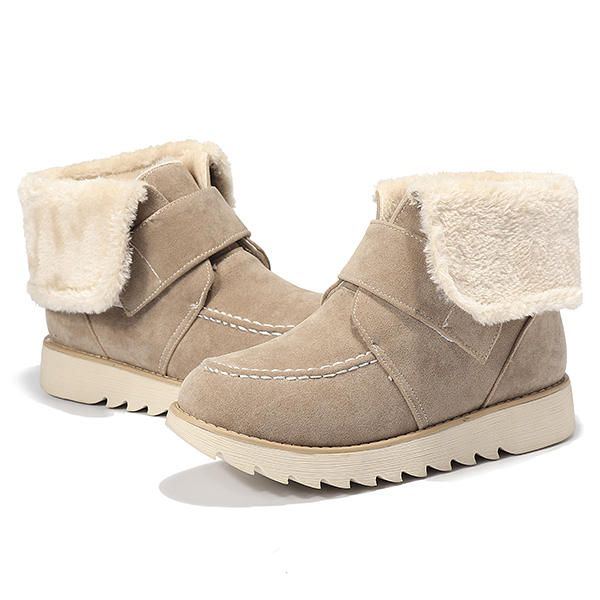 Winter Damen Wildleder Flats Baumwollstiefel Pelz Futter Beiläufige Schnee Stiefel