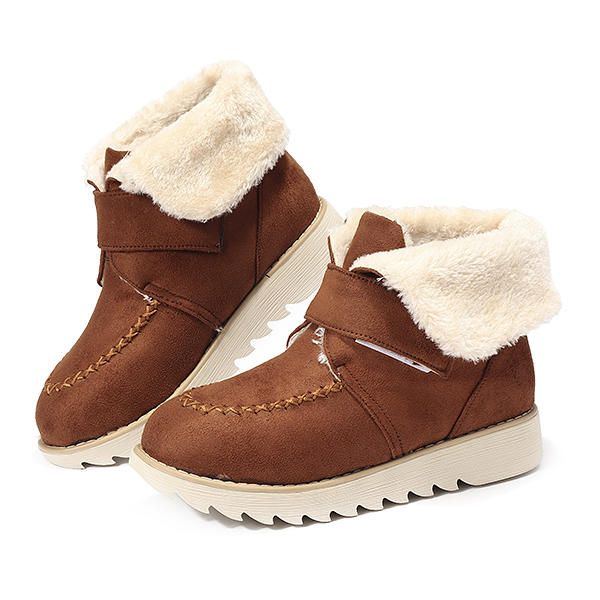 Winter Damen Wildleder Flats Baumwollstiefel Pelz Futter Beiläufige Schnee Stiefel