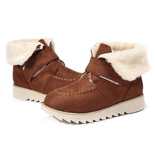 Winter Damen Wildleder Flats Baumwollstiefel Pelz Futter Beiläufige Schnee Stiefel