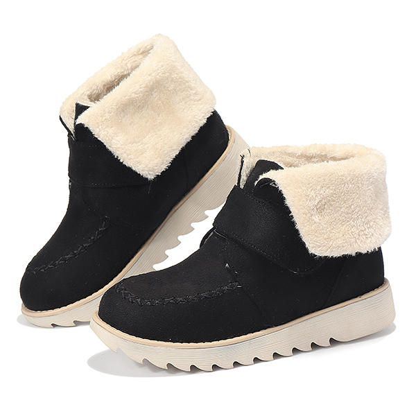 Winter Damen Wildleder Flats Baumwollstiefel Pelz Futter Beiläufige Schnee Stiefel