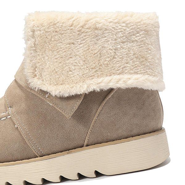 Winter Damen Wildleder Flats Baumwollstiefel Pelz Futter Beiläufige Schnee Stiefel