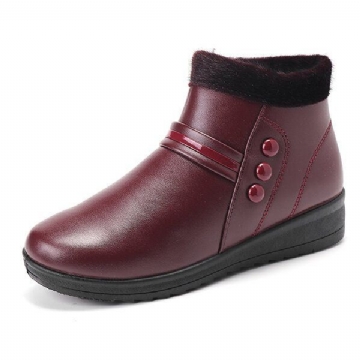 Winter Lederpelzfutter Für Damen Bequemer Schlupf Schneestiefel