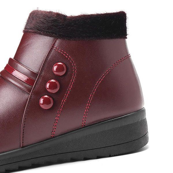 Winter Lederpelzfutter Für Damen Bequemer Schlupf Schneestiefel