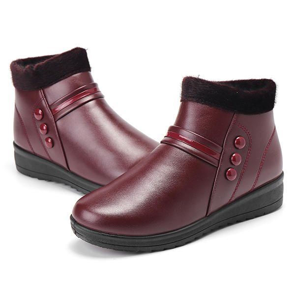 Winter Lederpelzfutter Für Damen Bequemer Schlupf Schneestiefel