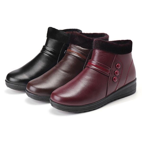 Winter Lederpelzfutter Für Damen Bequemer Schlupf Schneestiefel