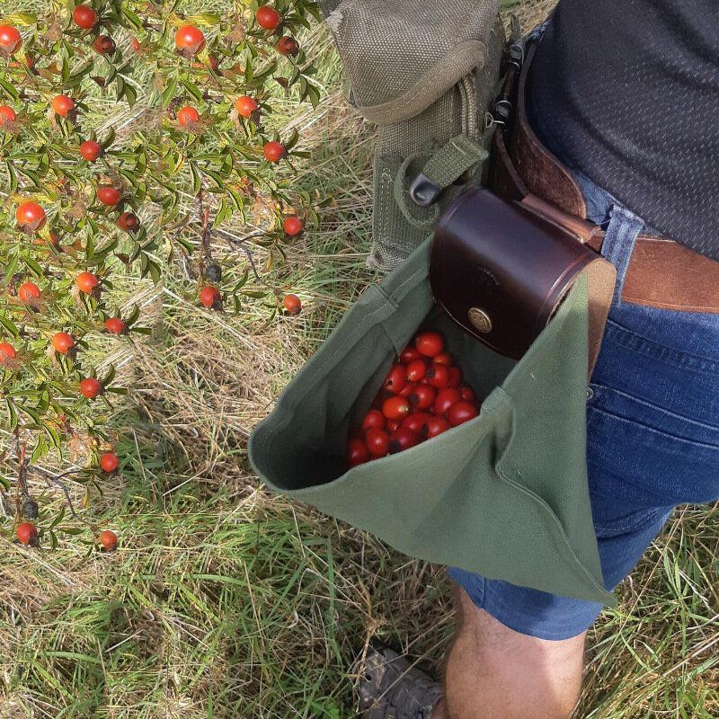 Herren Canvas Echtes Leder Edc Faltbare Futtertasche Gürteltasche Geldbörse Obstpflücktasche Aufbewahrungstasche