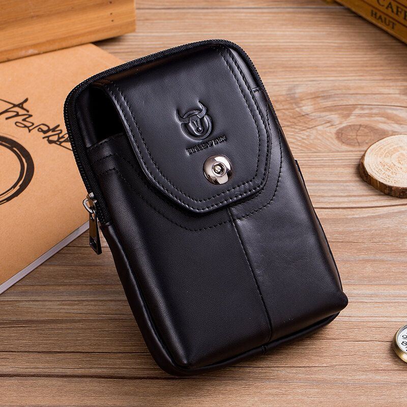 Herren Echtes Leder 5.5 Zoll Handytasche Gürteltasche Business Bag