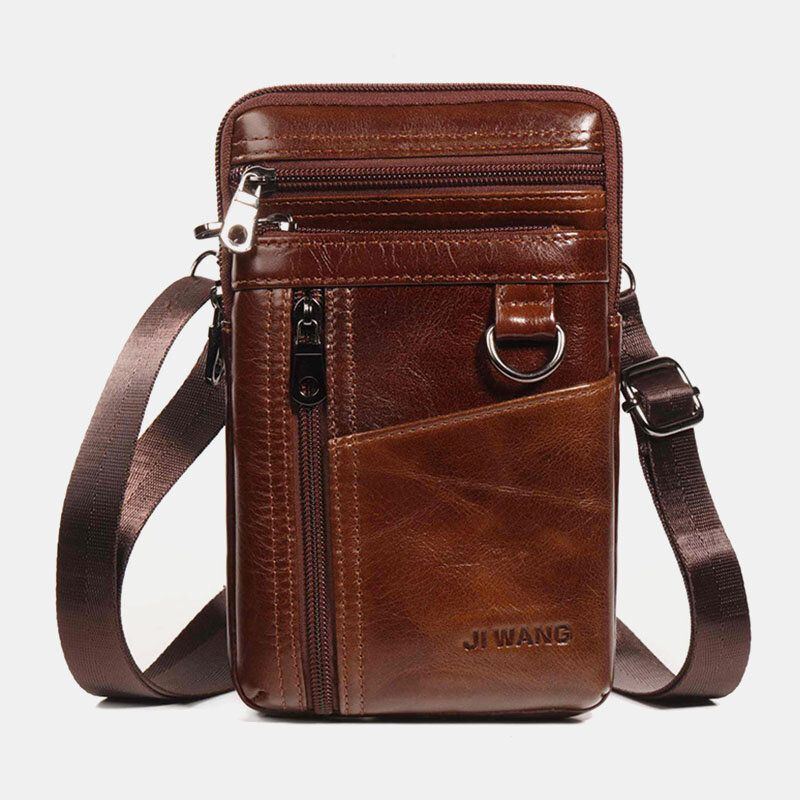 Herren Echtes Leder 6.5 Zoll Handytasche Halter Gürteltasche Gürteltasche Umhängetasche Umhängetasche