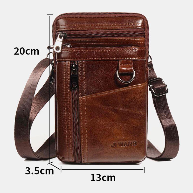 Herren Echtes Leder 6.5 Zoll Handytasche Halter Gürteltasche Gürteltasche Umhängetasche Umhängetasche