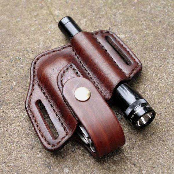 Herren Echtes Leder Edc Gürtelschlaufe Taille Multitool Etui Hüfttaschen