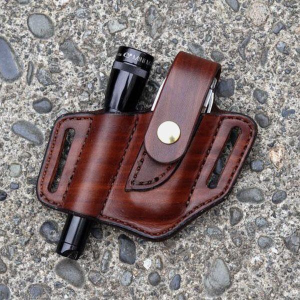 Herren Echtes Leder Edc Gürtelschlaufe Taille Multitool Etui Hüfttaschen