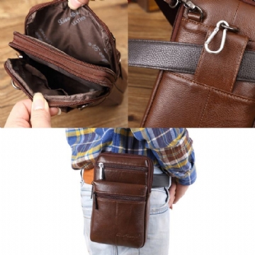 Herren Echtes Leder Mini Multifunktionale Messenger 7 Zoll Handytasche Gürteltasche Umhängetasche