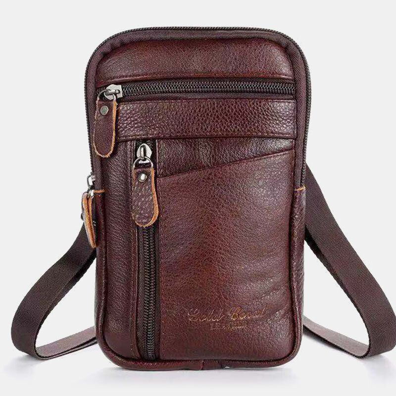 Herren Echtes Leder Multi Carry Anti Diebstahl 6.5 Zoll Handytasche Crossbody Bag Gürteltasche Sling Bag