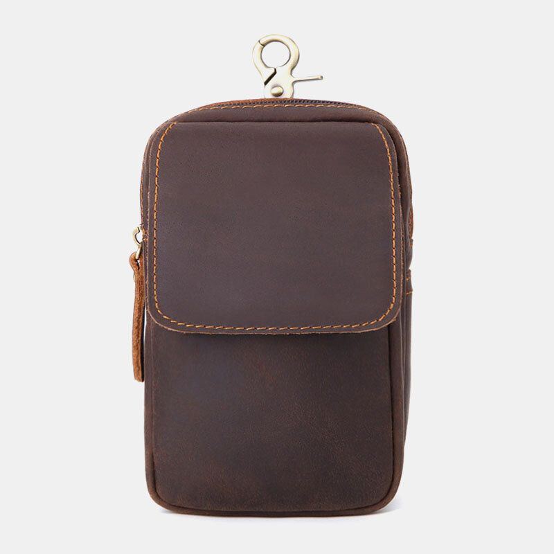 Herren Echtes Leder Multi Slots Retro Multifunktionale Geldbörse Handytasche Gürteltasche