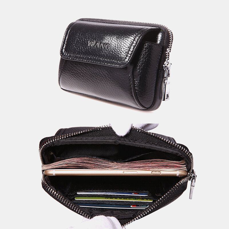 Herren Echtes Leder Retro 6 Zoll Handytasche Business Casual Gürteltasche Gürteltasche