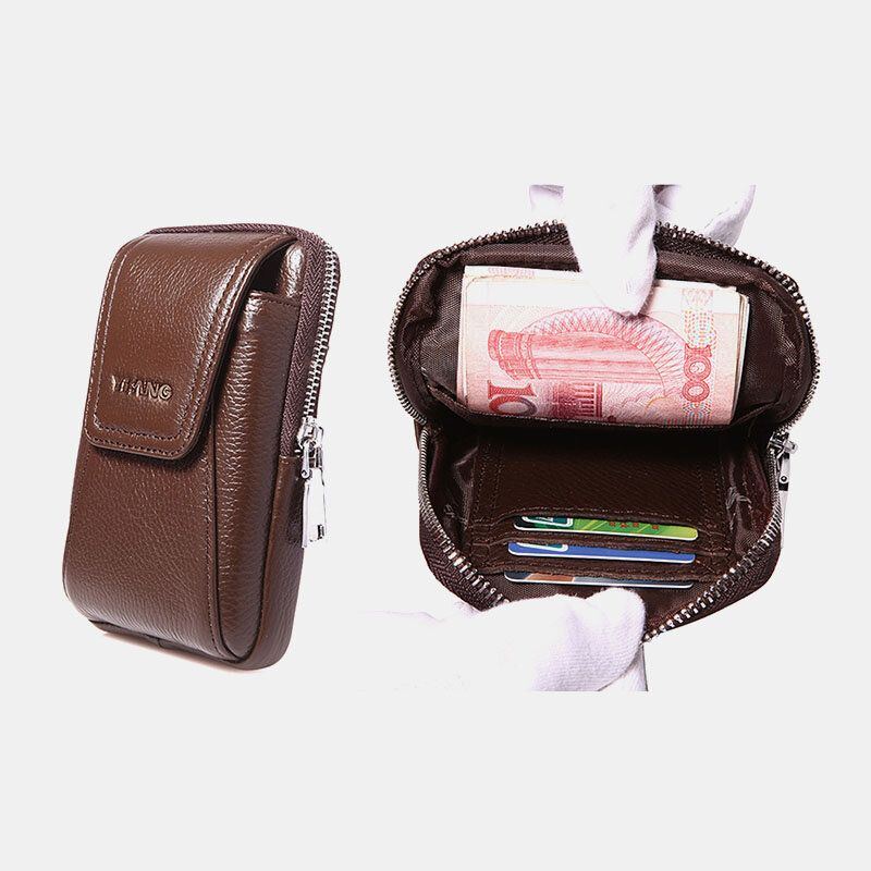 Herren Echtes Leder Retro 6 Zoll Handytasche Business Casual Gürteltasche Gürteltasche