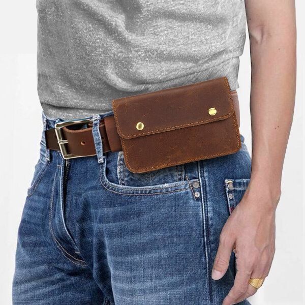 Herren Echtes Leder Retro 6.3 Zoll Handytasche Halter Gürteltasche