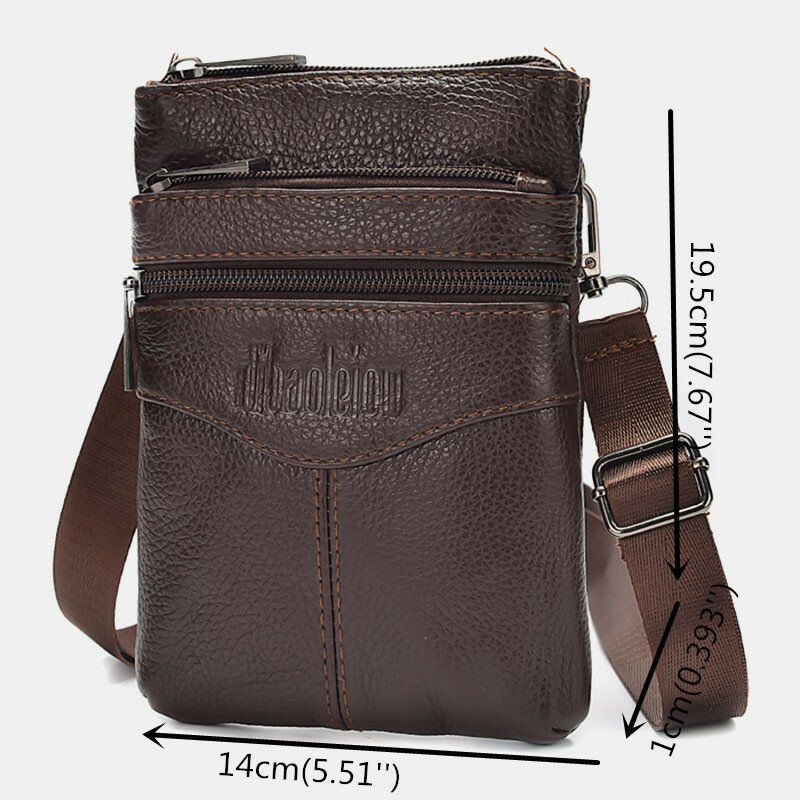 Herren Echtes Leder Retro Business Casual 6.3 Zoll Handytasche Multi Carry Umhängetasche Gürteltasche