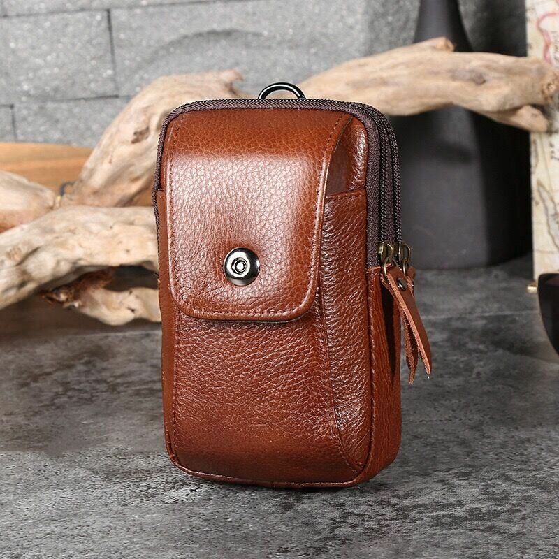 Herren Echtes Leder Retro Business Wasserdicht Hängende 6.3 Zoll Handytasche Gürteltasche