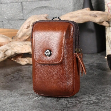 Herren Echtes Leder Retro Business Wasserdicht Hängende 6.3 Zoll Handytasche Gürteltasche