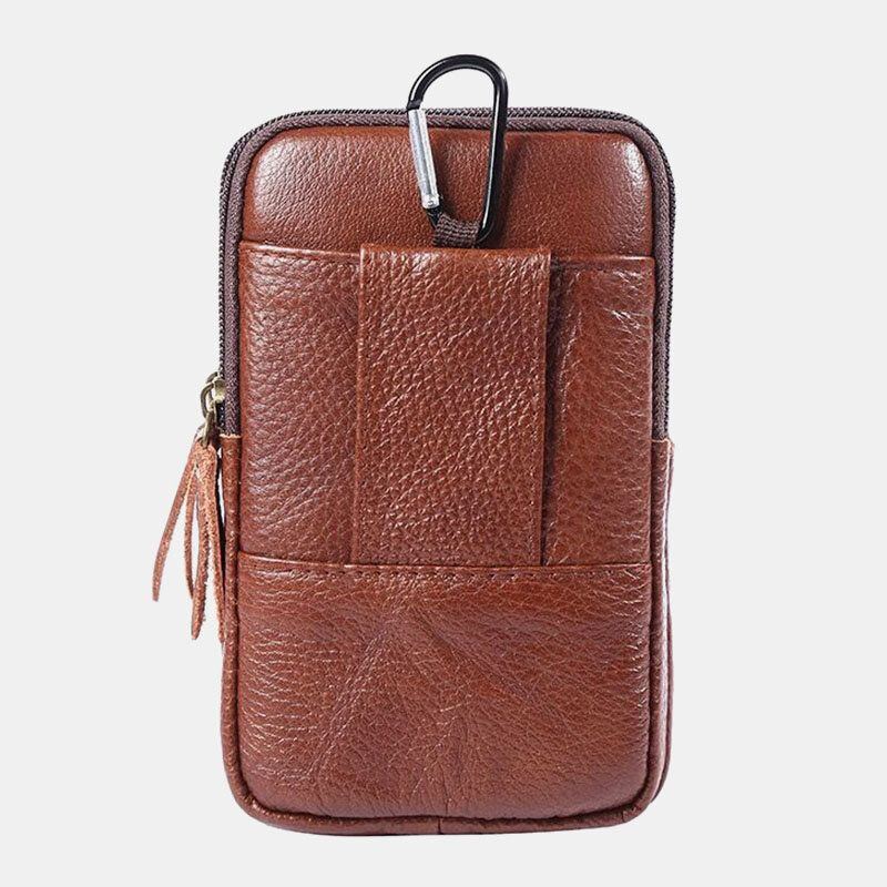 Herren Echtes Leder Retro Business Wasserdicht Hängende 6.3 Zoll Handytasche Gürteltasche