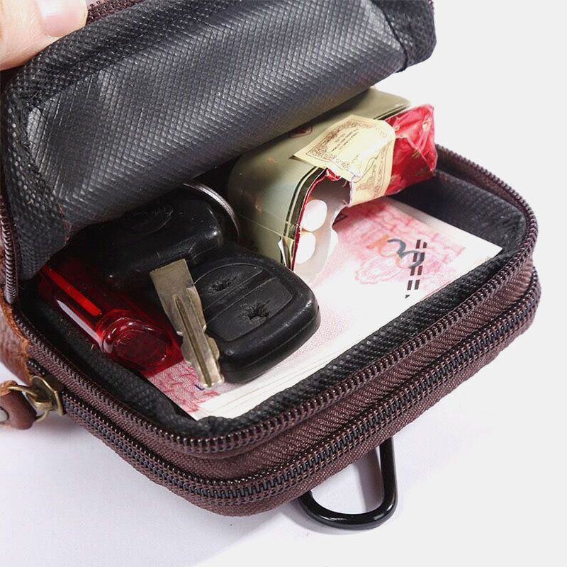 Herren Echtes Leder Retro Business Wasserdicht Hängende 6.3 Zoll Handytasche Gürteltasche