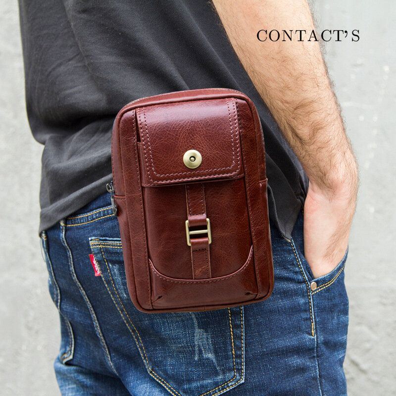 Herren Echtes Leder Retro Mode 5.8 Zoll Handytasche Multi Carry Umhängetasche Gürteltasche