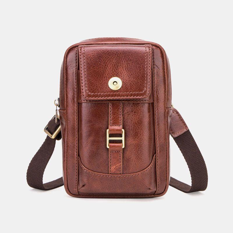 Herren Echtes Leder Retro Mode 5.8 Zoll Handytasche Multi Carry Umhängetasche Gürteltasche