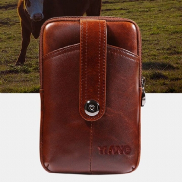 Herren Echtes Leder Retro Multifunktions 6 Zoll Handytasche Umhängetasche Gürteltasche