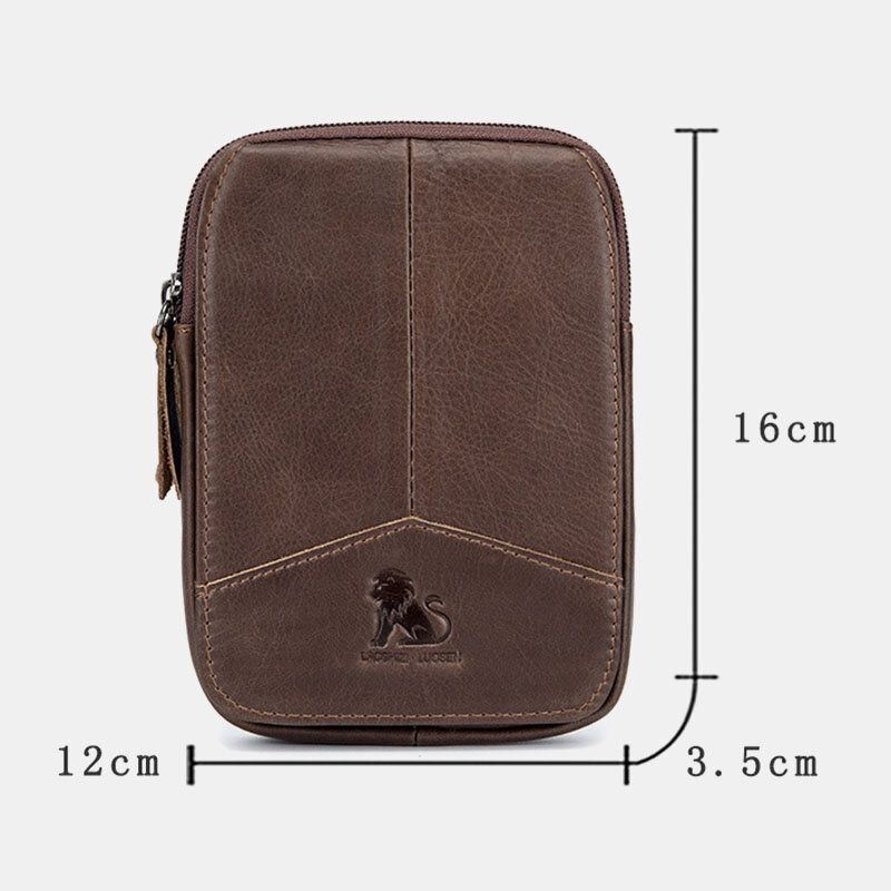 Herren Echtes Leder Retro Outdoor 6.5 Zoll Handytasche Gürtel Handfrei Gürteltasche