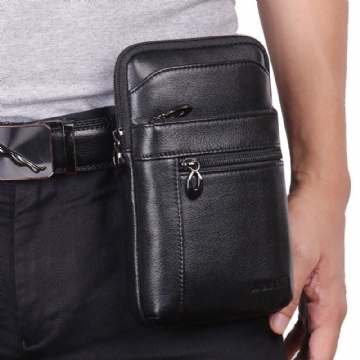 Herren Echtleder Gürteltasche Gürteltasche 7 Zoll Handytasche Businesstasche Umhängetasche