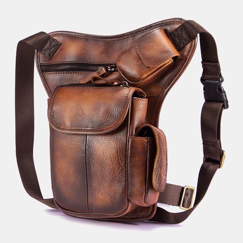 Herren Echtleder Multi Carry Retro 7 Zoll Telefon Kamera Outdoor Gürteltasche Umhängetasche