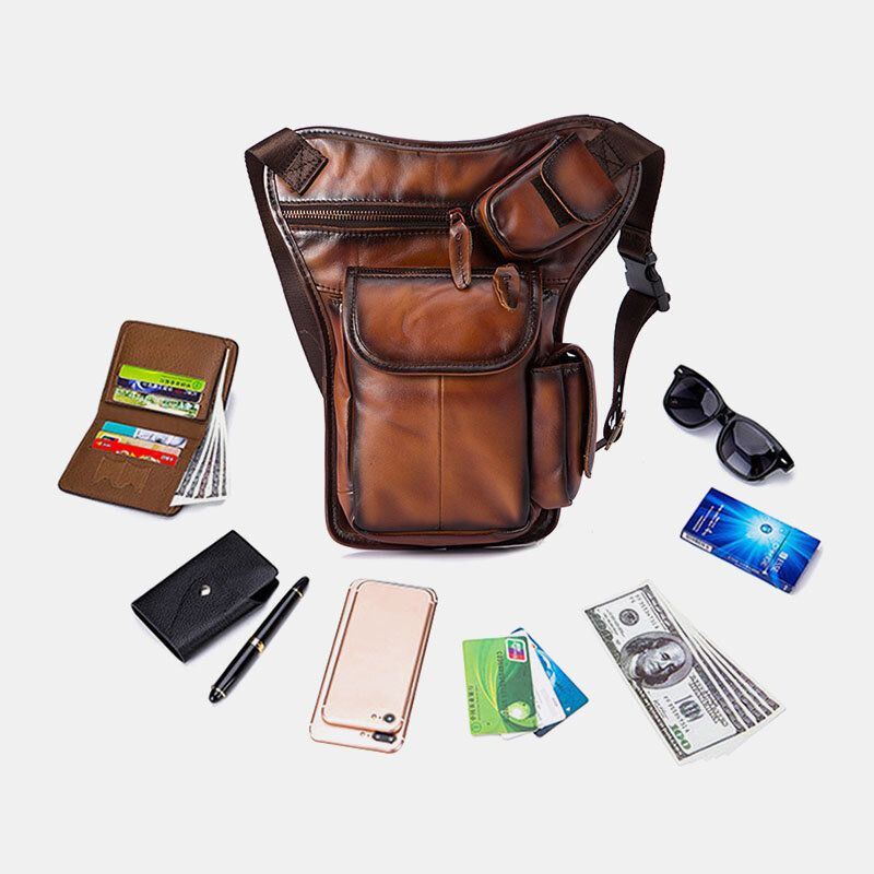 Herren Echtleder Multi Carry Retro 7 Zoll Telefon Kamera Outdoor Gürteltasche Umhängetasche