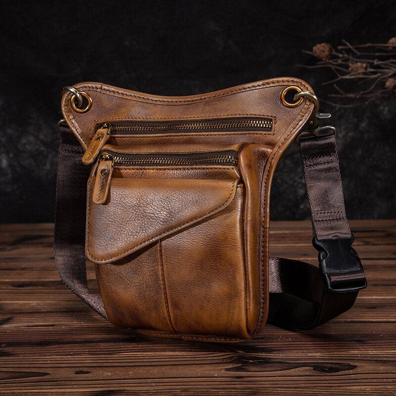 Herren Echtleder Multi Carry Retro 8 Zoll Outdoor Telefon Kamera Gürteltasche Umhängetasche