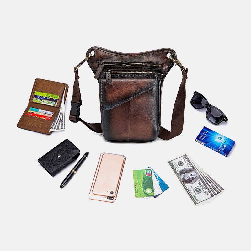 Herren Echtleder Multi Carry Retro 8 Zoll Outdoor Telefon Kamera Gürteltasche Umhängetasche