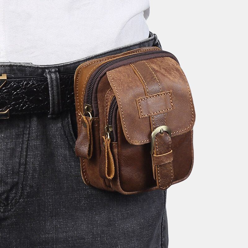 Herren Echtleder Retro Business Leder Sport 4.7 Zoll Handytasche Gürteltasche Mit Gürtelschlaufe