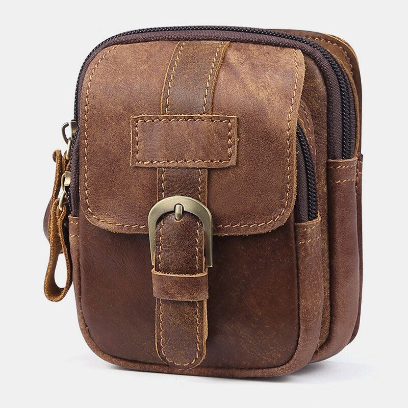 Herren Echtleder Retro Business Leder Sport 4.7 Zoll Handytasche Gürteltasche Mit Gürtelschlaufe