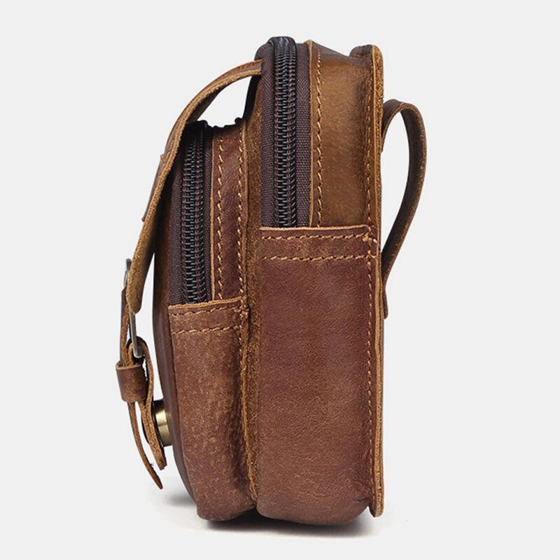 Herren Echtleder Retro Business Leder Sport 4.7 Zoll Handytasche Gürteltasche Mit Gürtelschlaufe