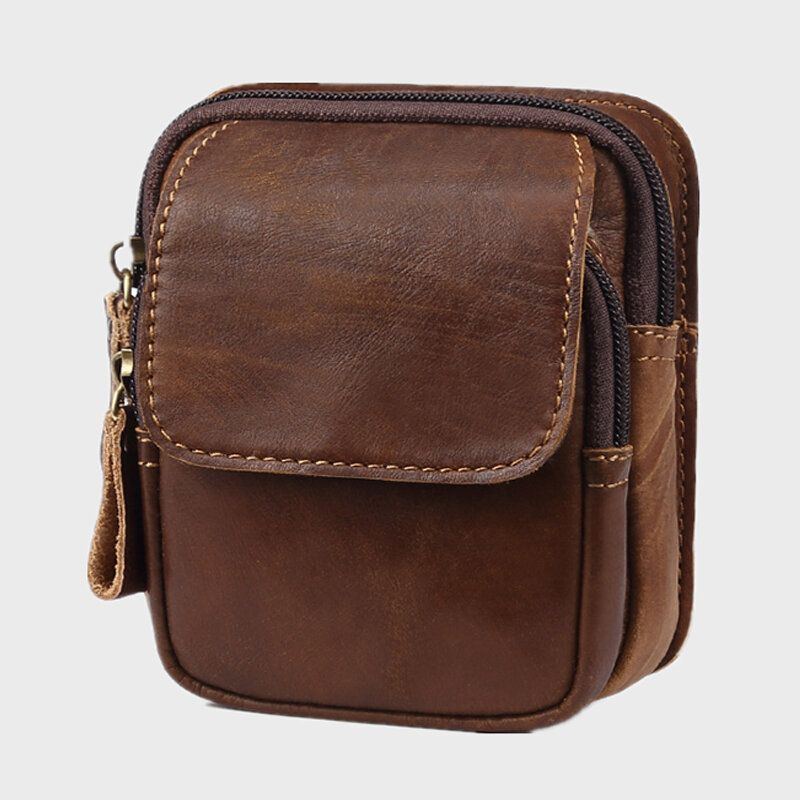 Herren Echtleder Retro Business Leder Sport 4.7 Zoll Handytasche Gürteltasche Mit Gürtelschlaufe