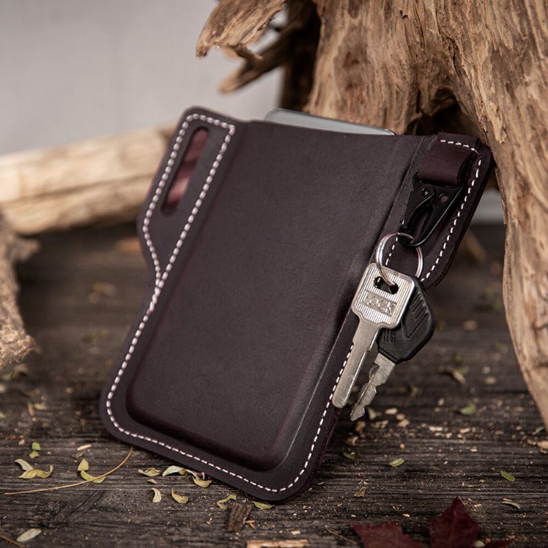 Herren Echtleder Retro Easy Carry Auto Schlüsselanhänger Handytasche Gürteltasche Gürteltasche Mit Gürtelschlaufe