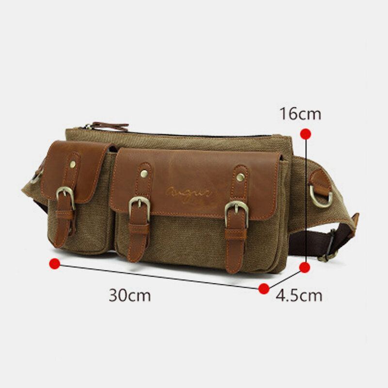 Herren Gürteltasche Aus Segeltuch Multifunktional Hasp Tasche Outdoor Lässig Brusttasche Umhängetasche